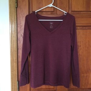 Maroon Long Sleeve V-neck